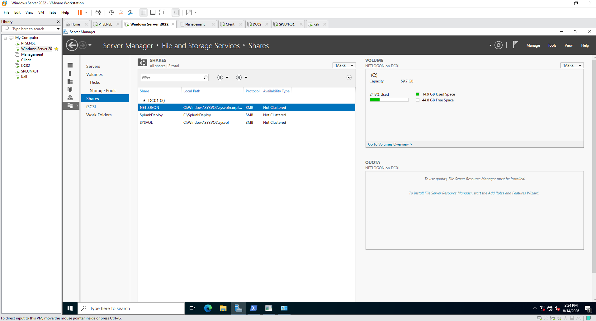Windows Server file and storage services shares